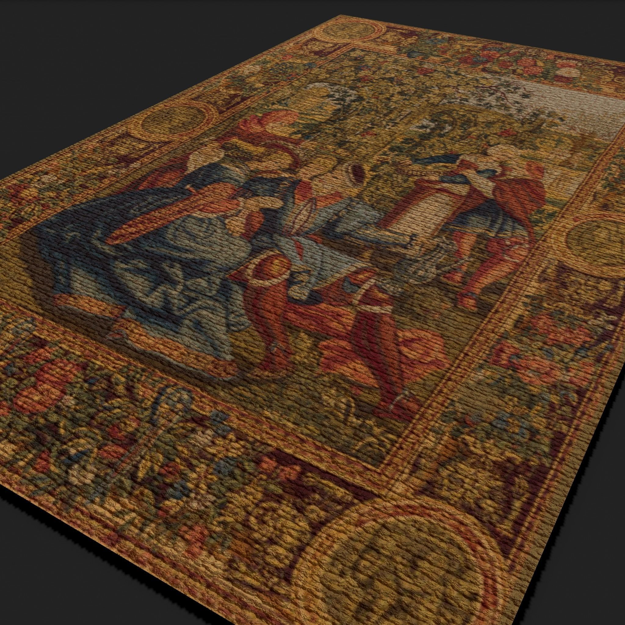 Twelve Highly Detailed Medieval Style Tapestries  3D Model Collection_101