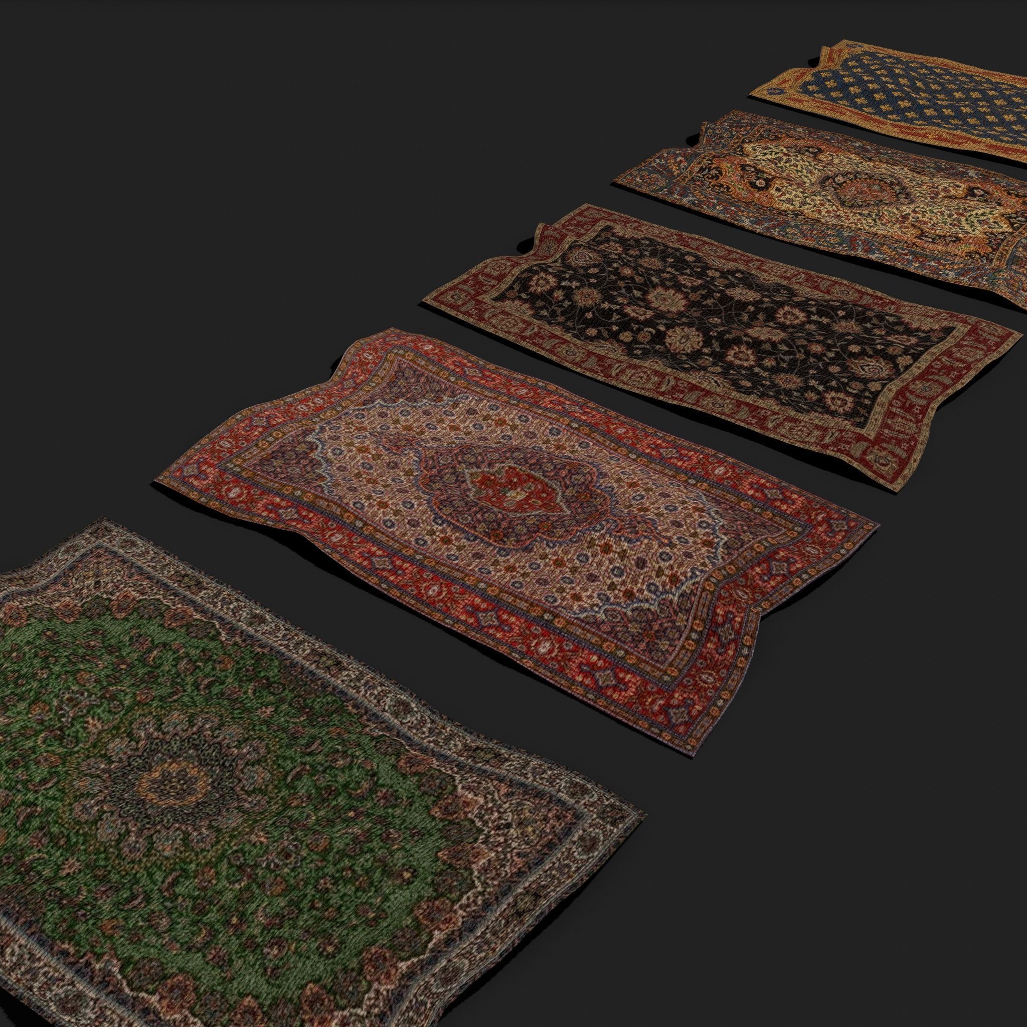 Twelve Highly Detailed Medieval Style Tapestries  3D Model Collection_43