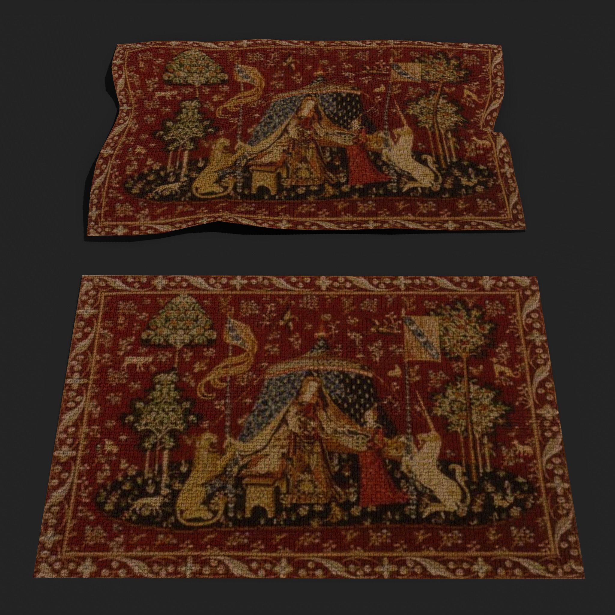 Twelve Highly Detailed Medieval Style Tapestries  3D Model Collection_93