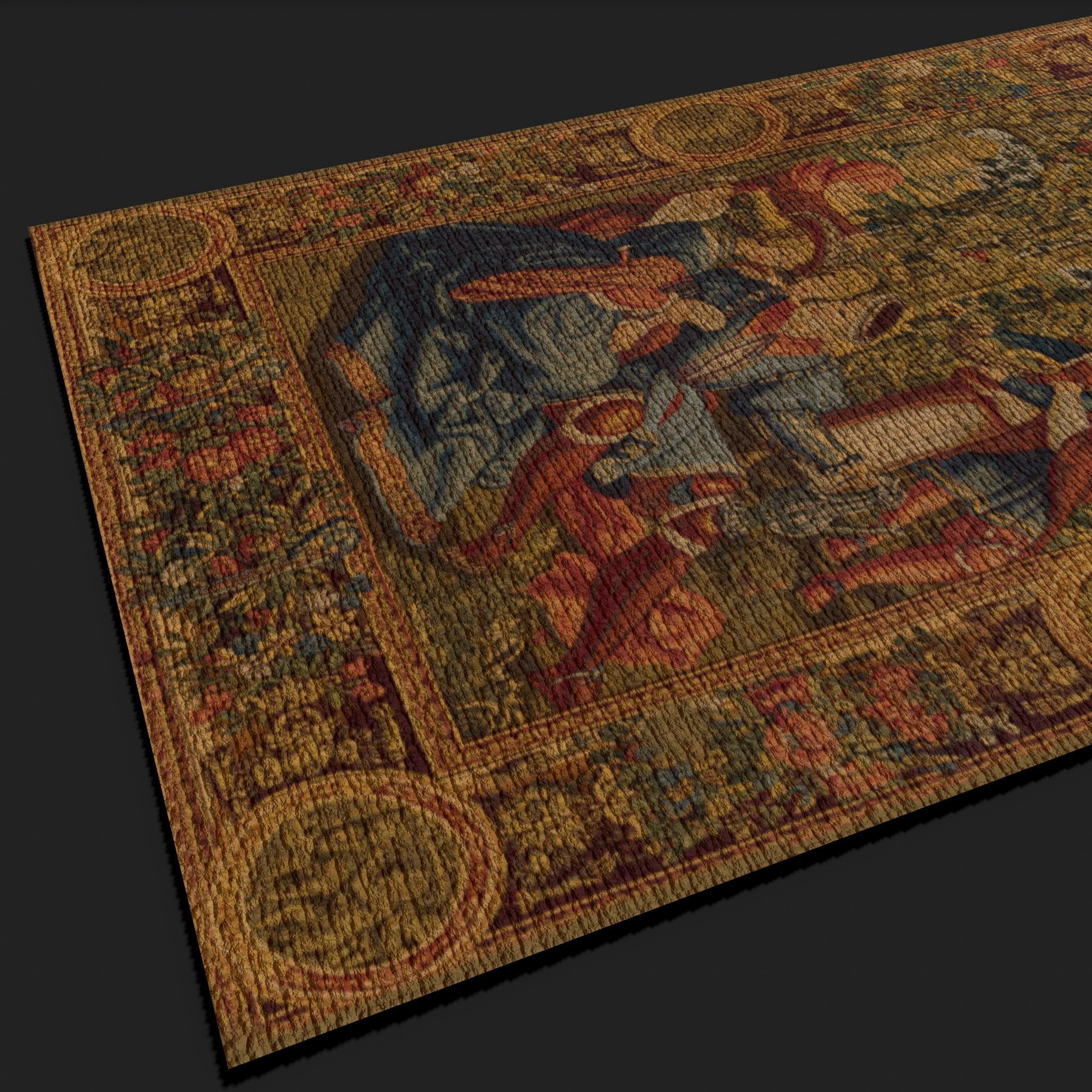 Twelve Highly Detailed Medieval Style Tapestries  3D Model Collection_100
