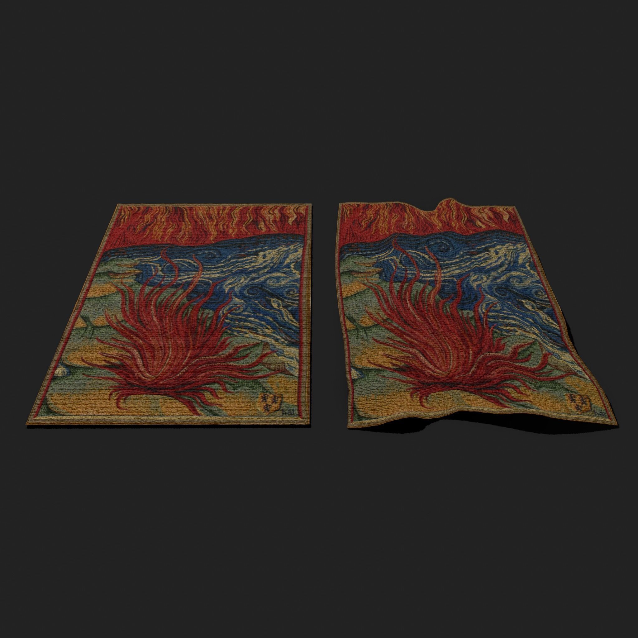 Twelve Highly Detailed Medieval Style Tapestries  3D Model Collection_84