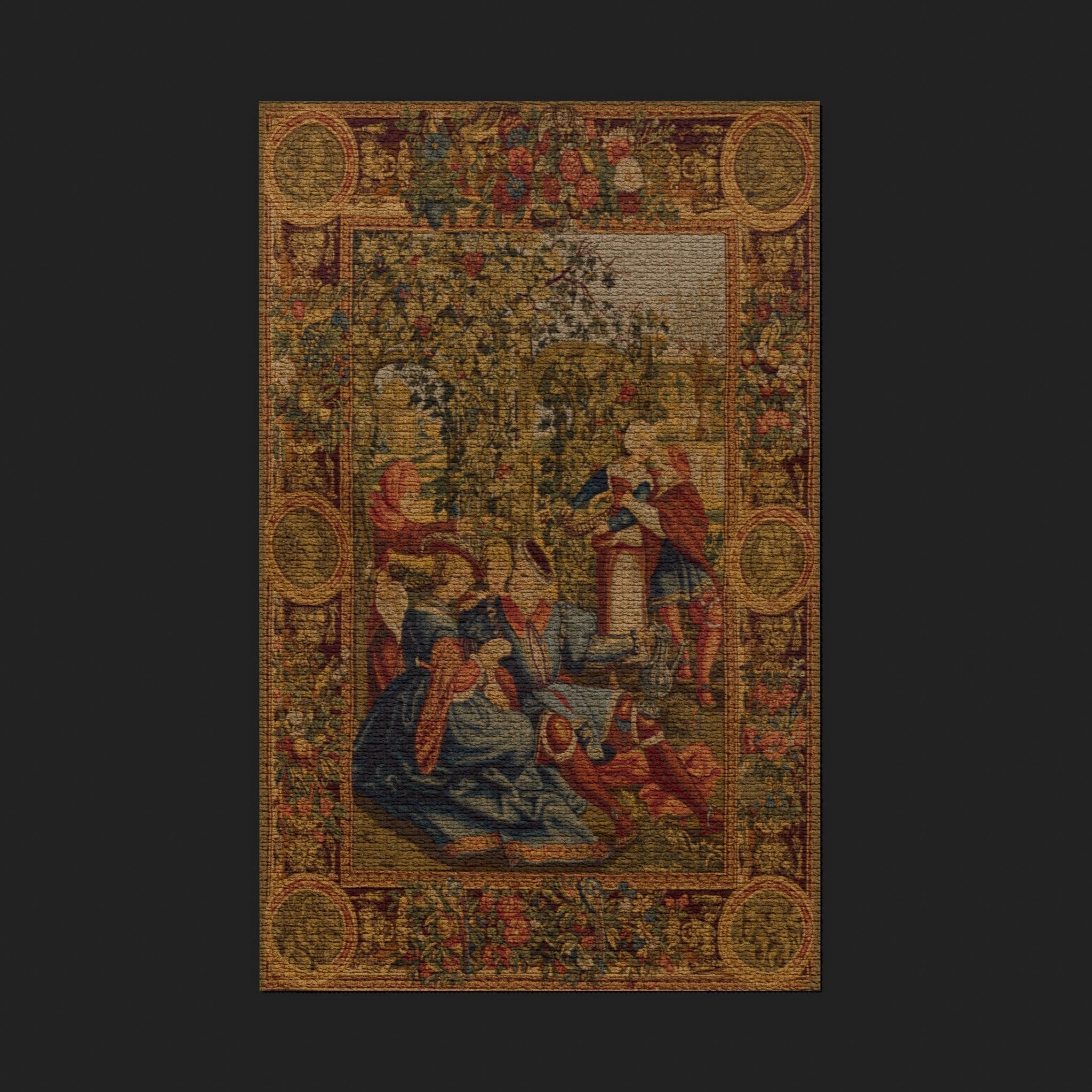 Twelve Highly Detailed Medieval Style Tapestries  3D Model Collection_98