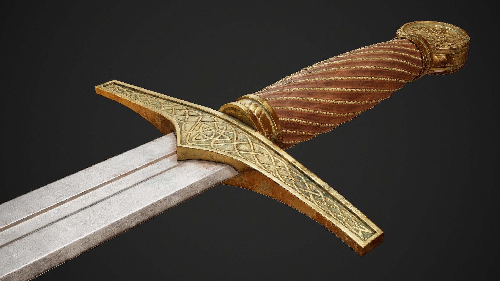 Dagger sword Low-poly 3D model_8