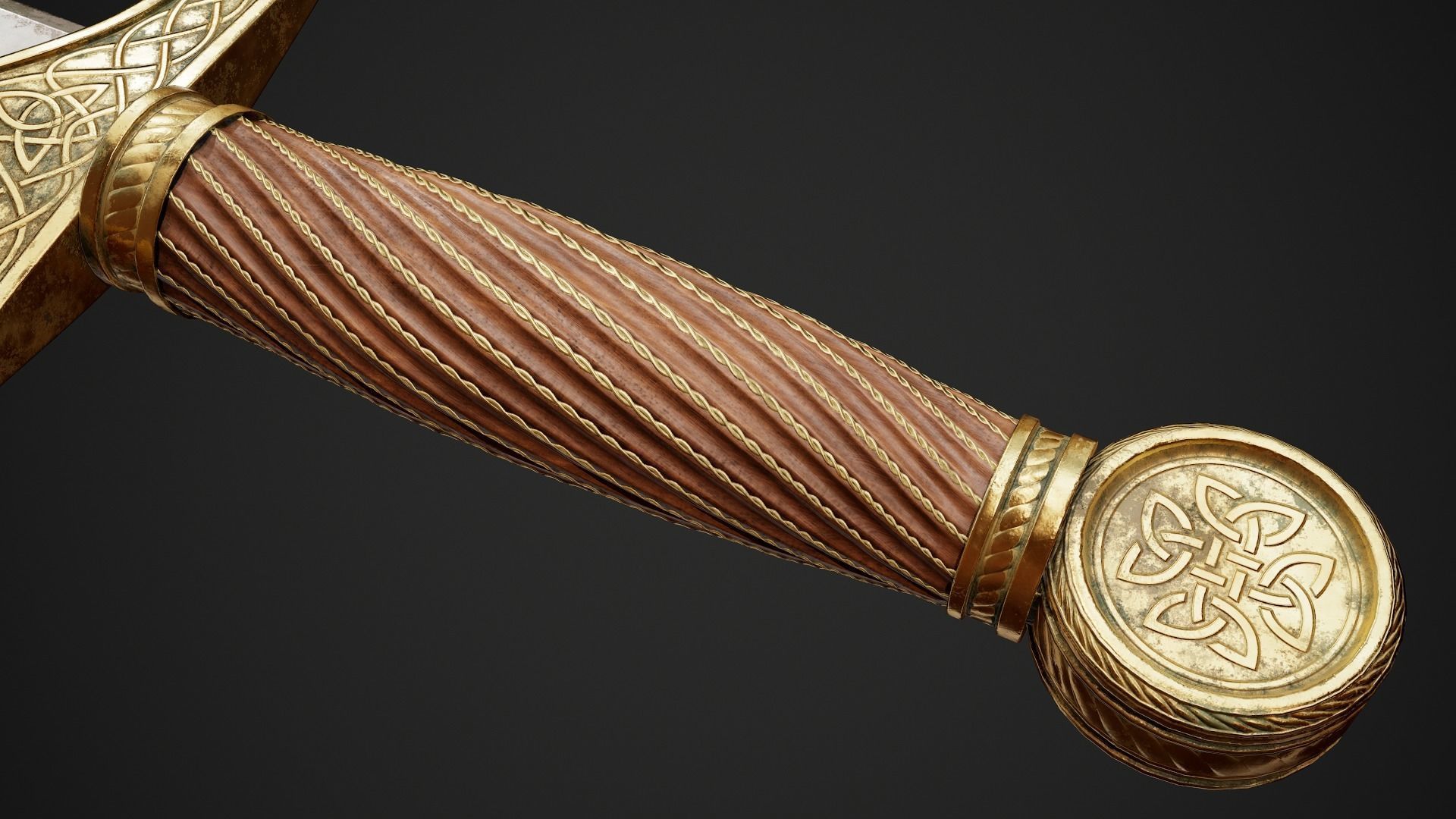 Dagger sword Low-poly 3D model_3