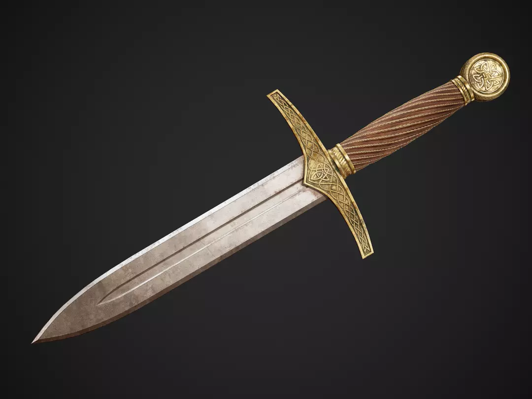 Dagger sword Low-poly 3D model_0
