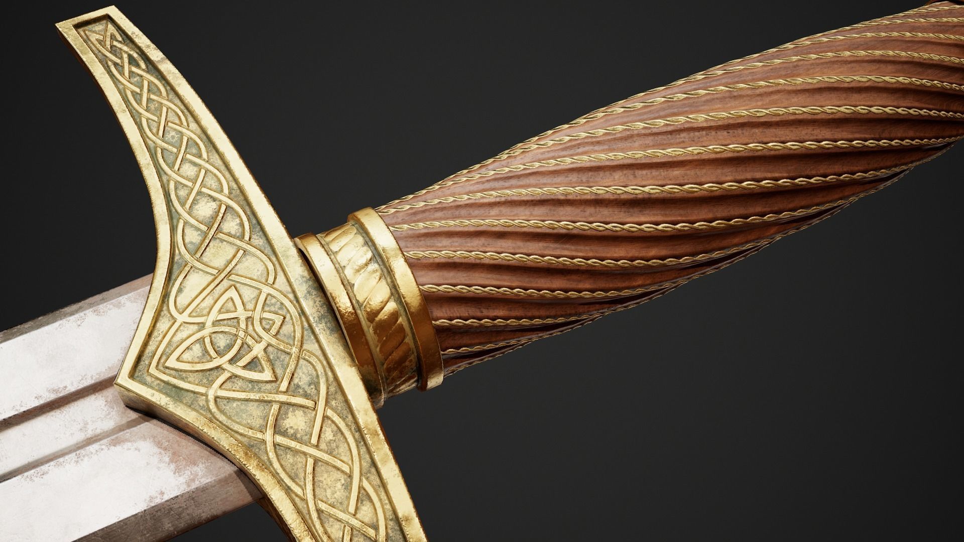 Dagger sword Low-poly 3D model_5