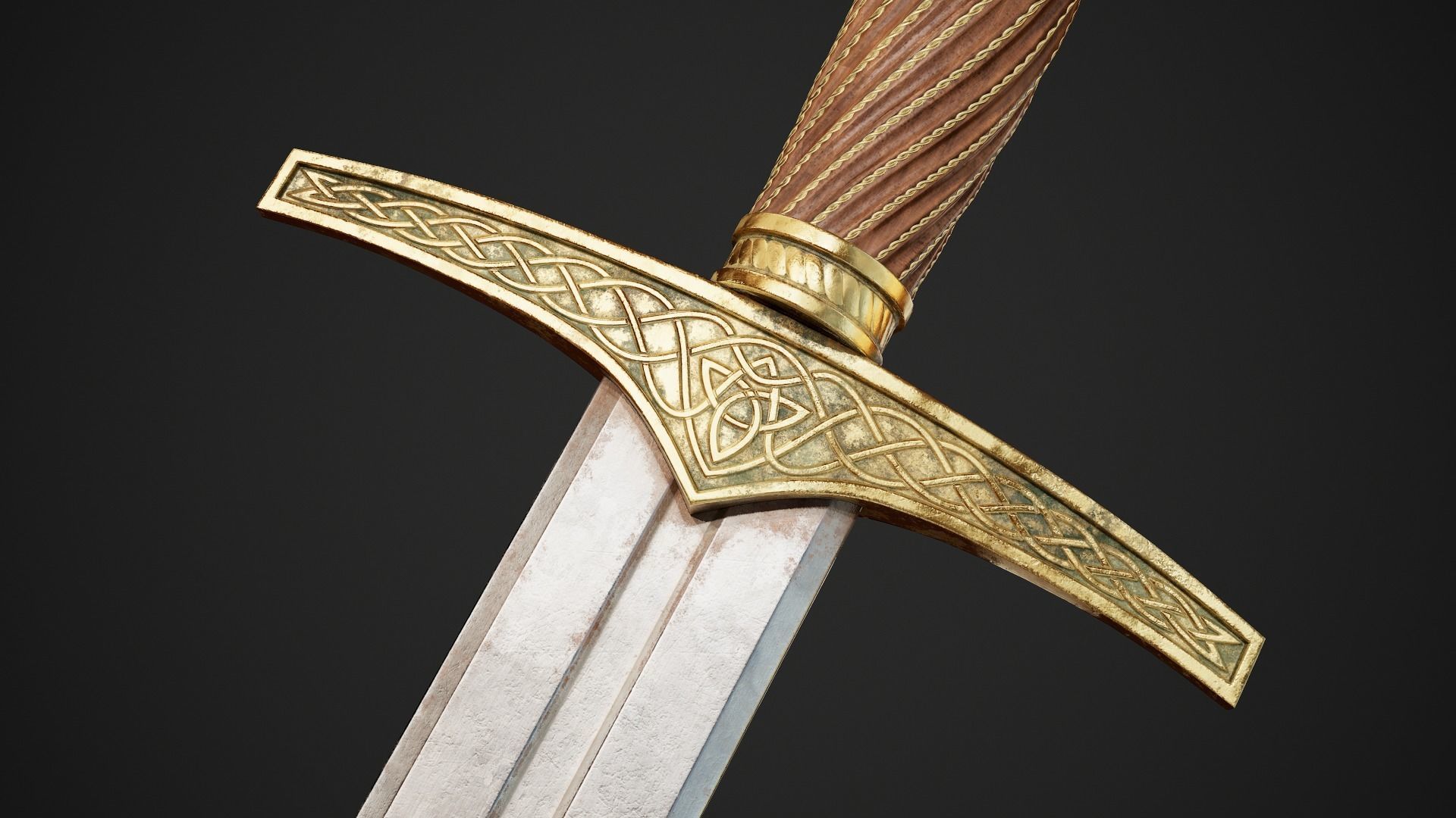Dagger sword Low-poly 3D model_1