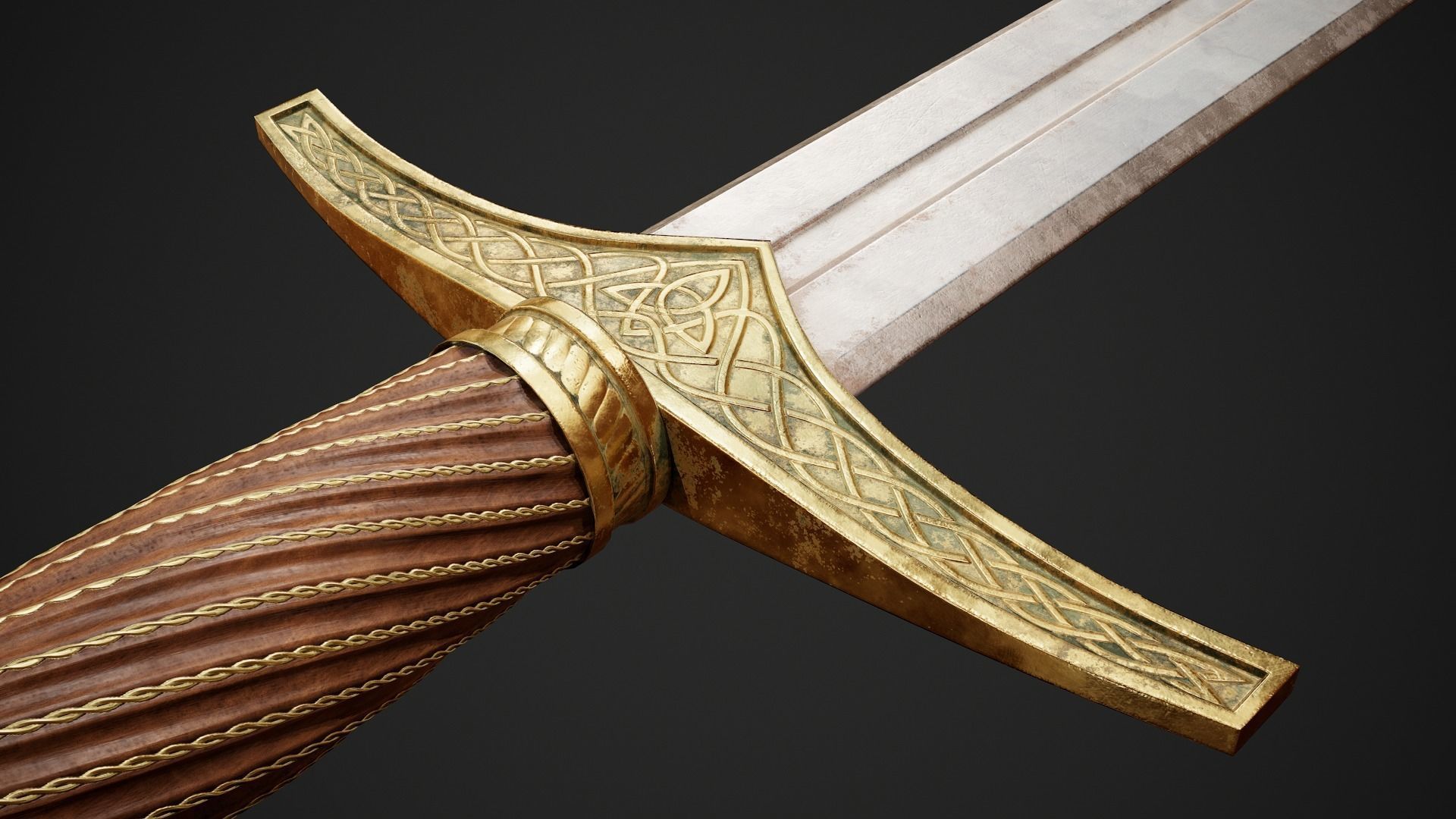 Dagger sword Low-poly 3D model_11