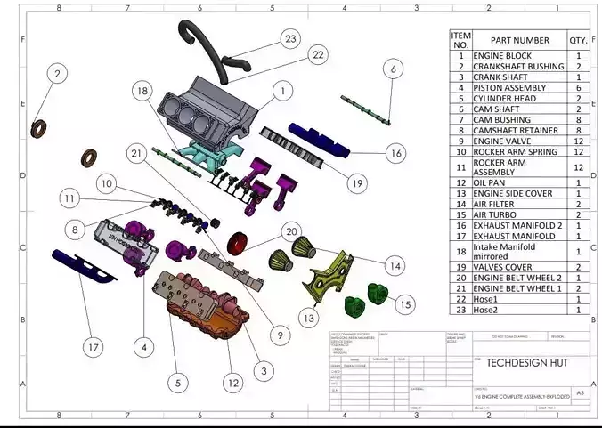 V6 Engine Free 3D model