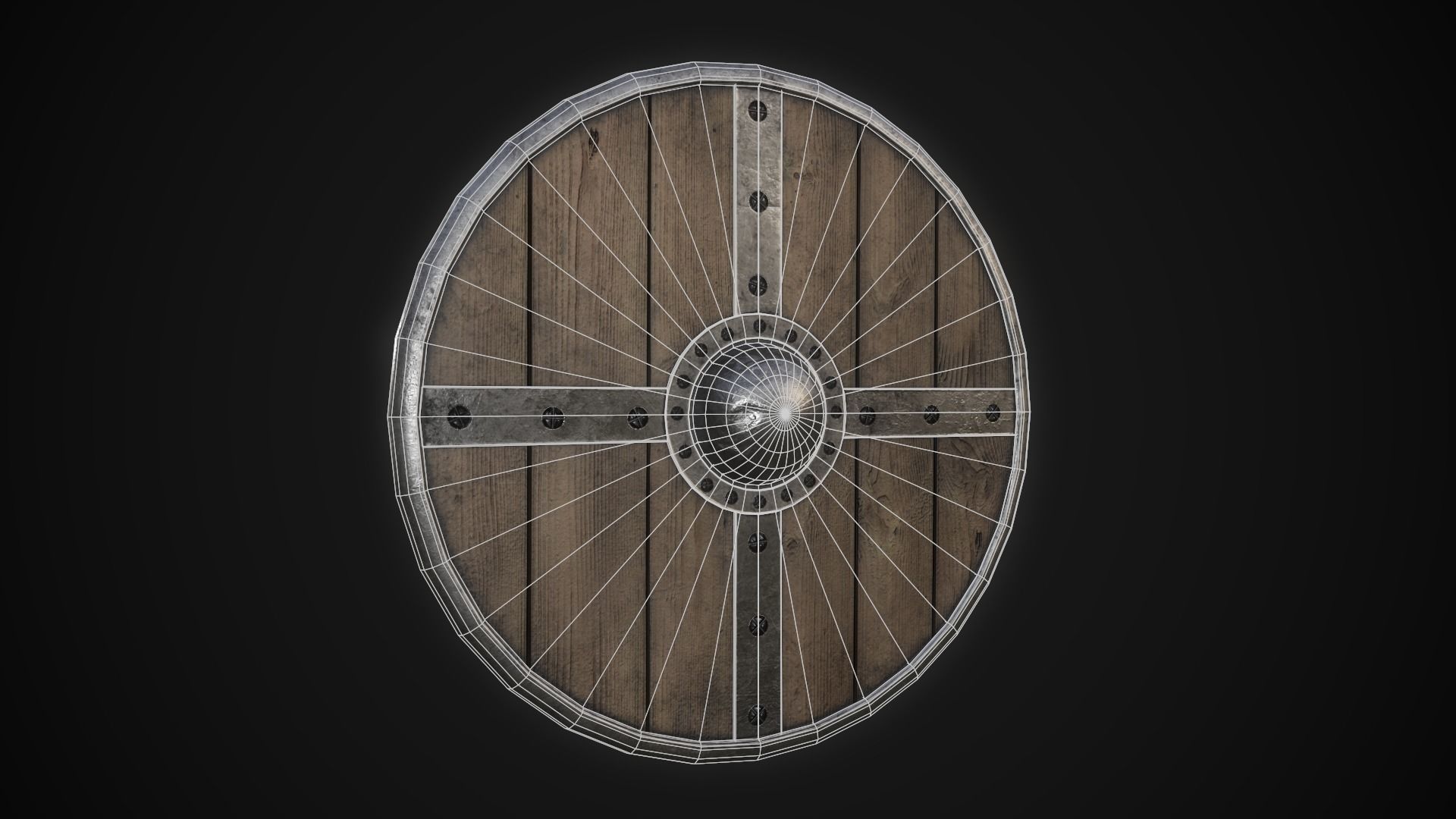 Round Shield 3 Low-poly 3D model_1