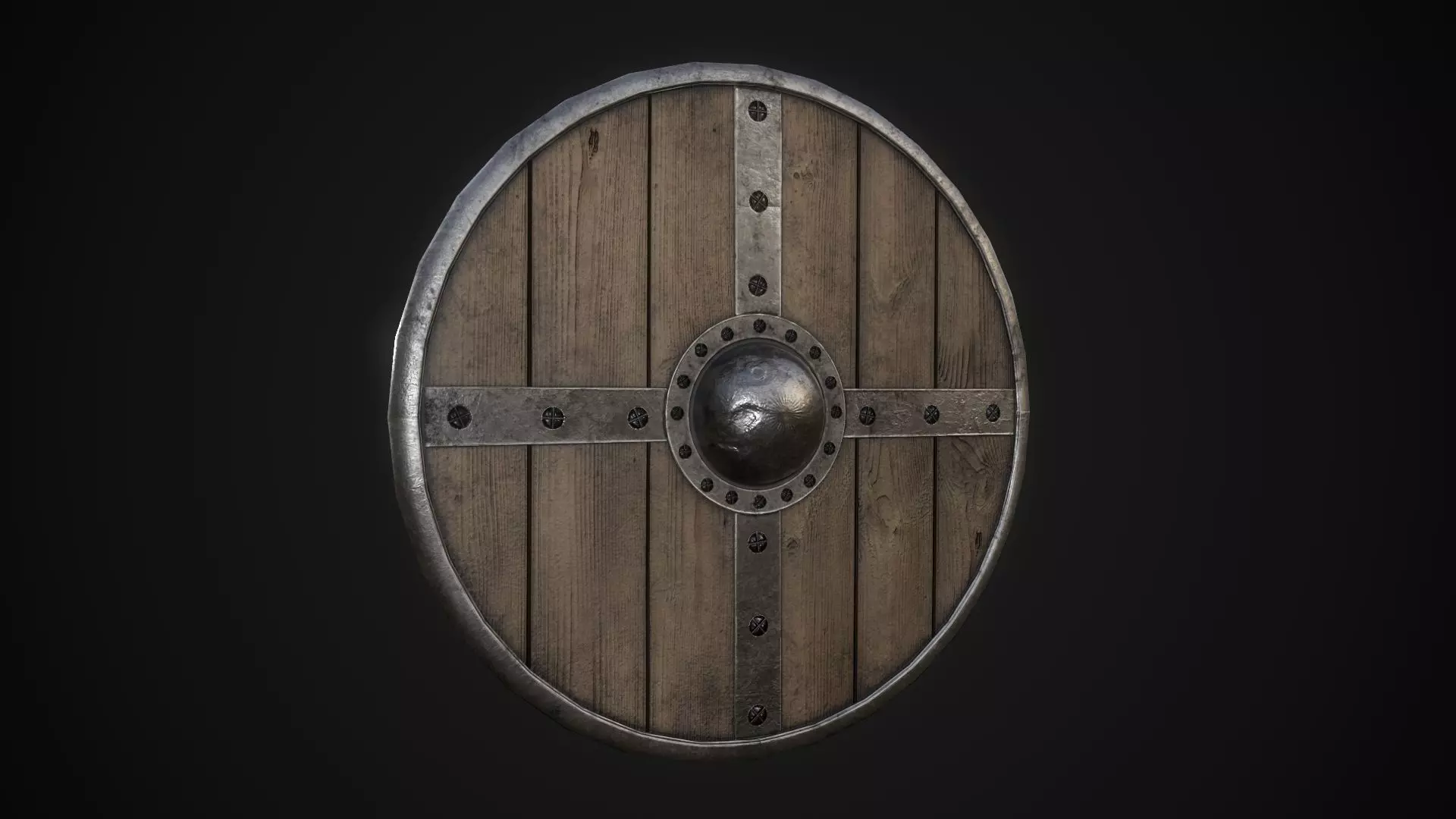 Round Shield 3 Low-poly 3D model_0