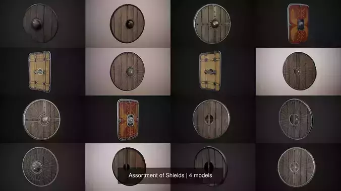 Assortment of Shields 3D Model Collection