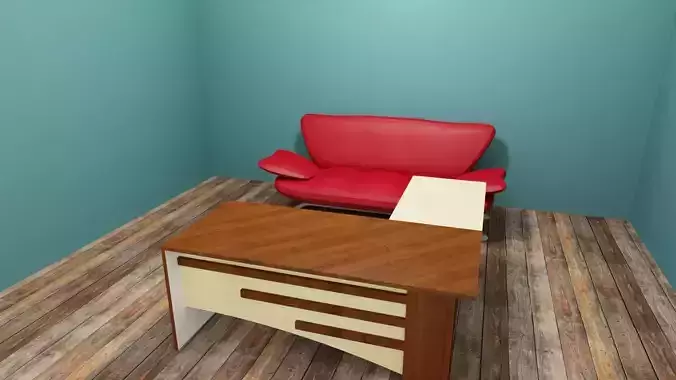 Sofa and Desk in a Room