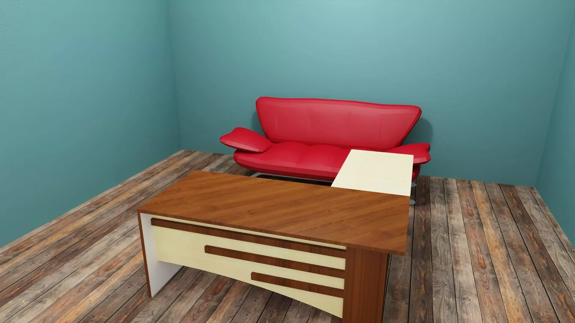 Sofa and Desk in a Room Free 3D model