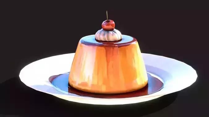 Cream Caramel Low-poly 3D model