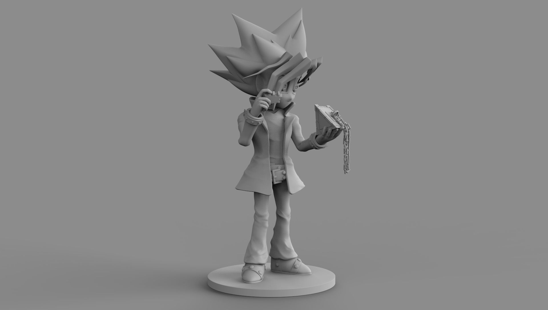 Yu Gi Oh With Millennium Puzzle On Hand 3D Printing Diorama 3D print model_3