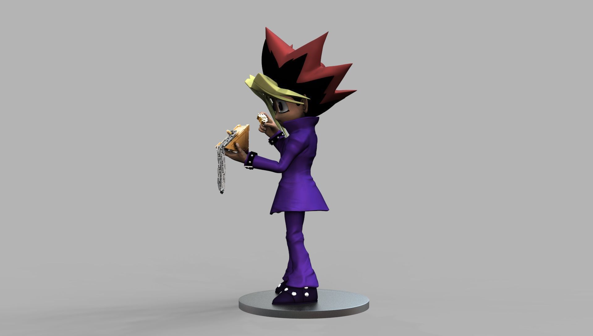 Yu Gi Oh With Millennium Puzzle On Hand 3D Printing Diorama 3D print model_14