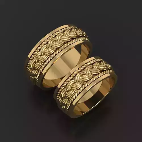 Wedding rings pigtail 3D print model