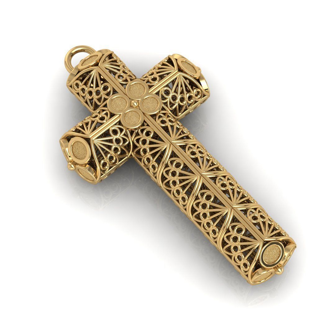 Openwork cross 3D print model_4