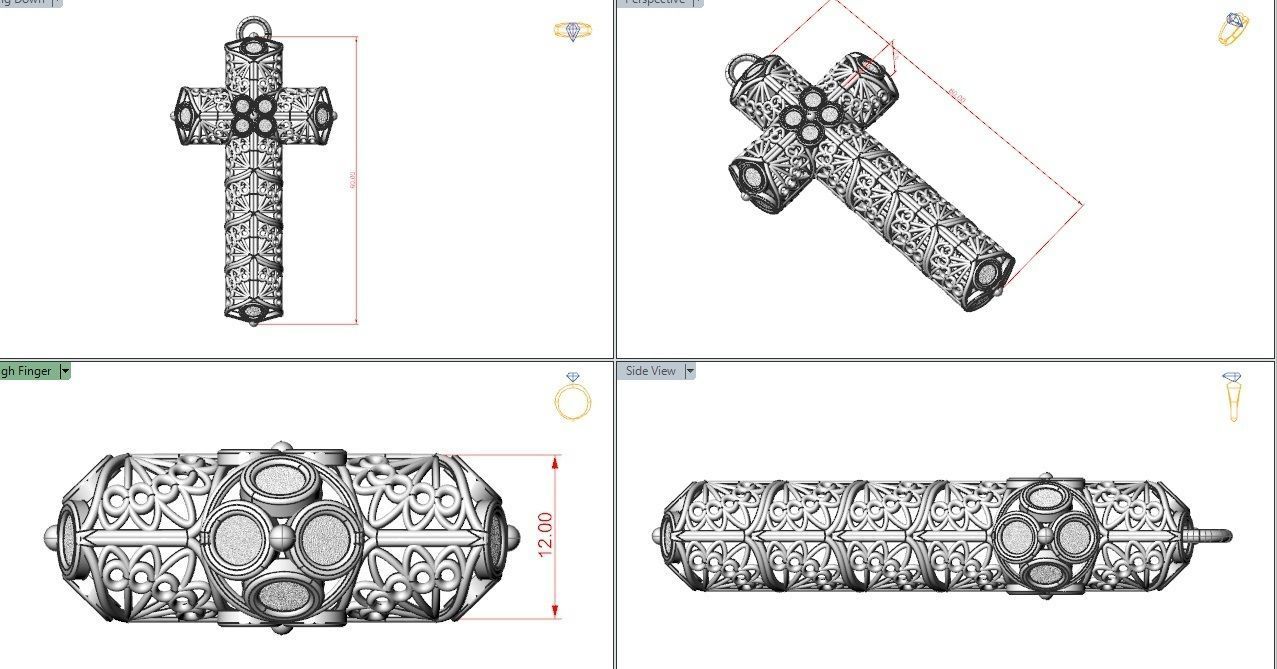 Openwork cross 3D print model_3