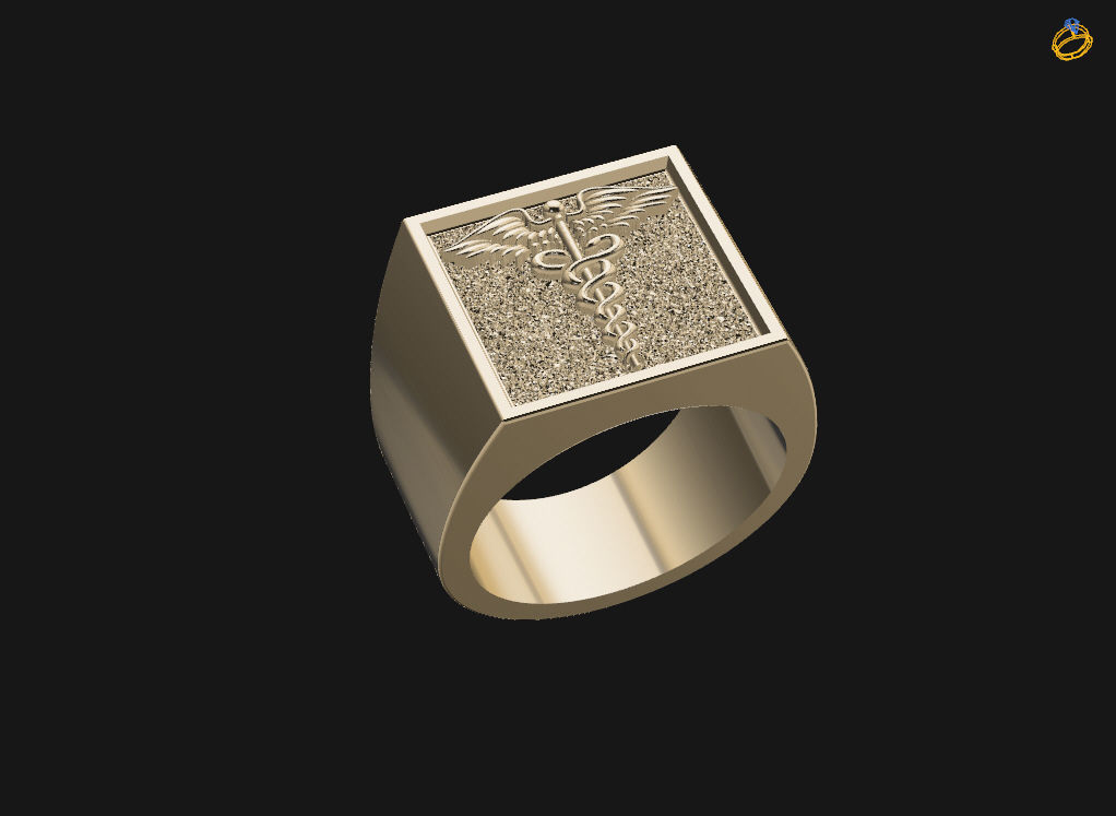 Caduceus ring 3D print model_9