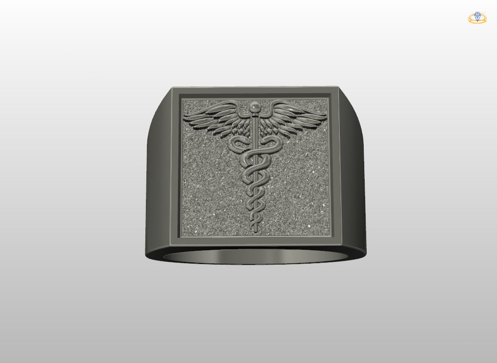 Caduceus ring 3D print model_8