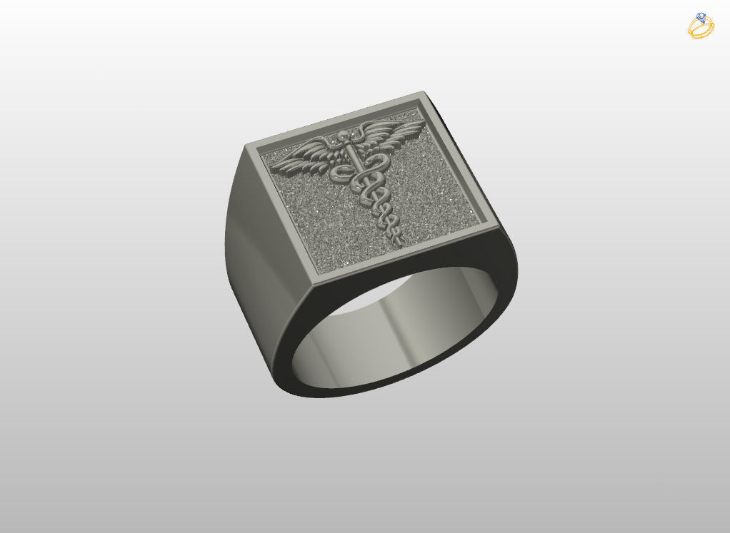 Caduceus ring 3D print model_6