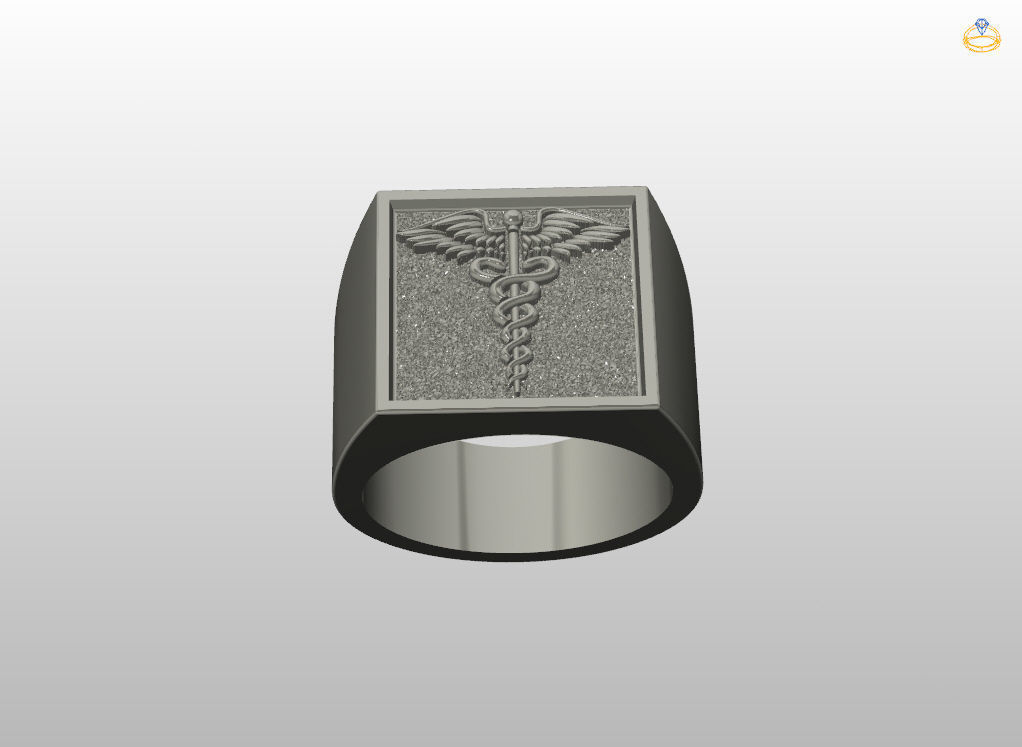Caduceus ring 3D print model_7
