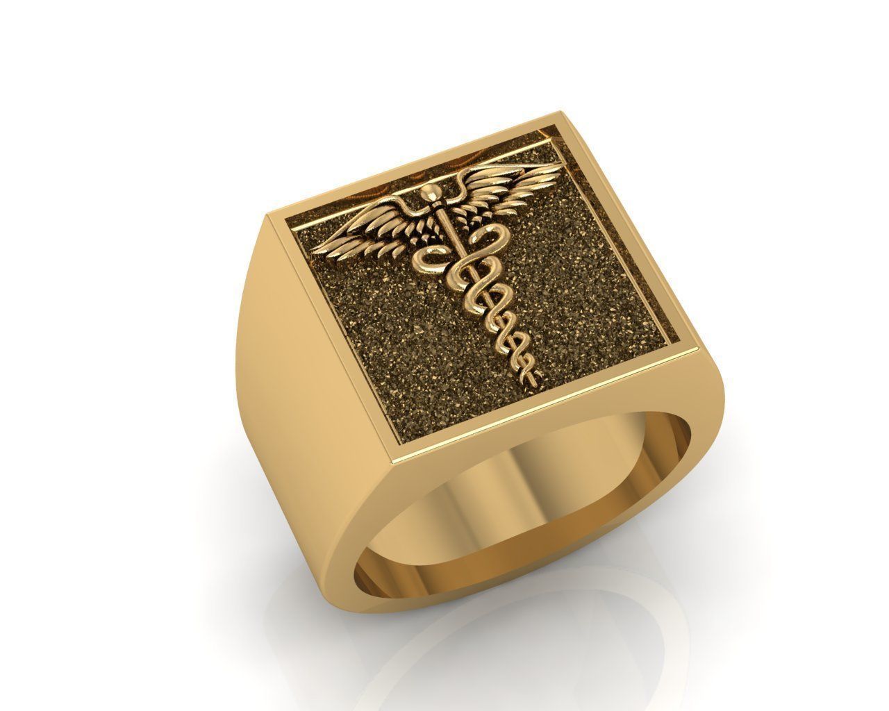 Caduceus ring 3D print model_1