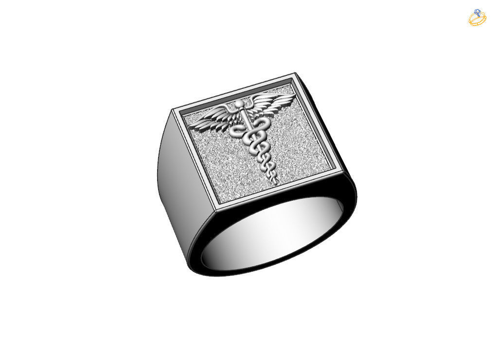 Caduceus ring 3D print model_4