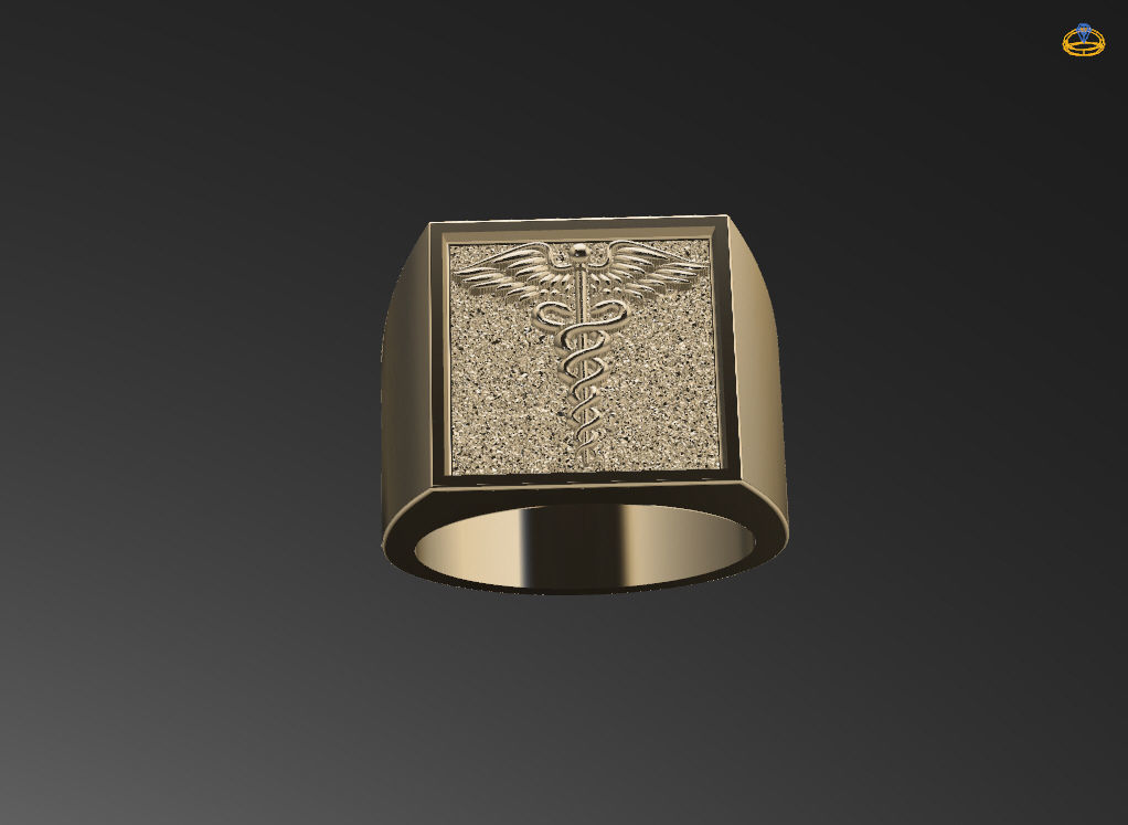 Caduceus ring 3D print model_11