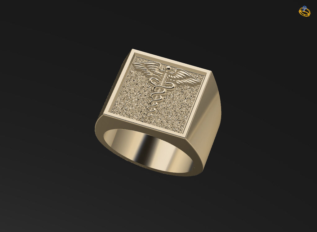Caduceus ring 3D print model_10