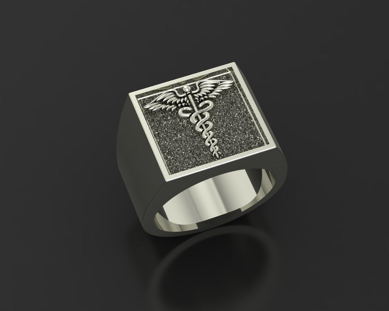 Caduceus ring 3D print model_3