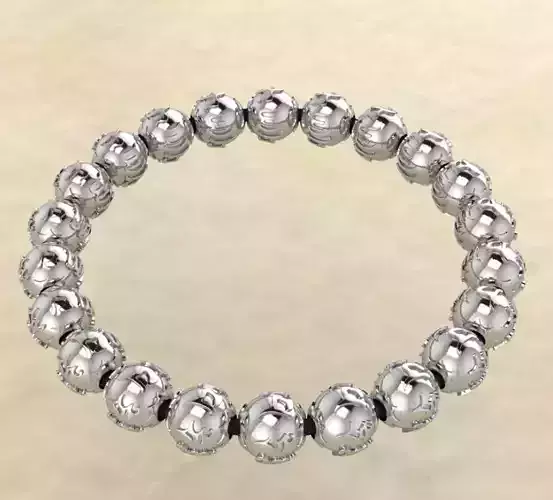 CHARM 3D PRINT sterling silver beaded bracelet