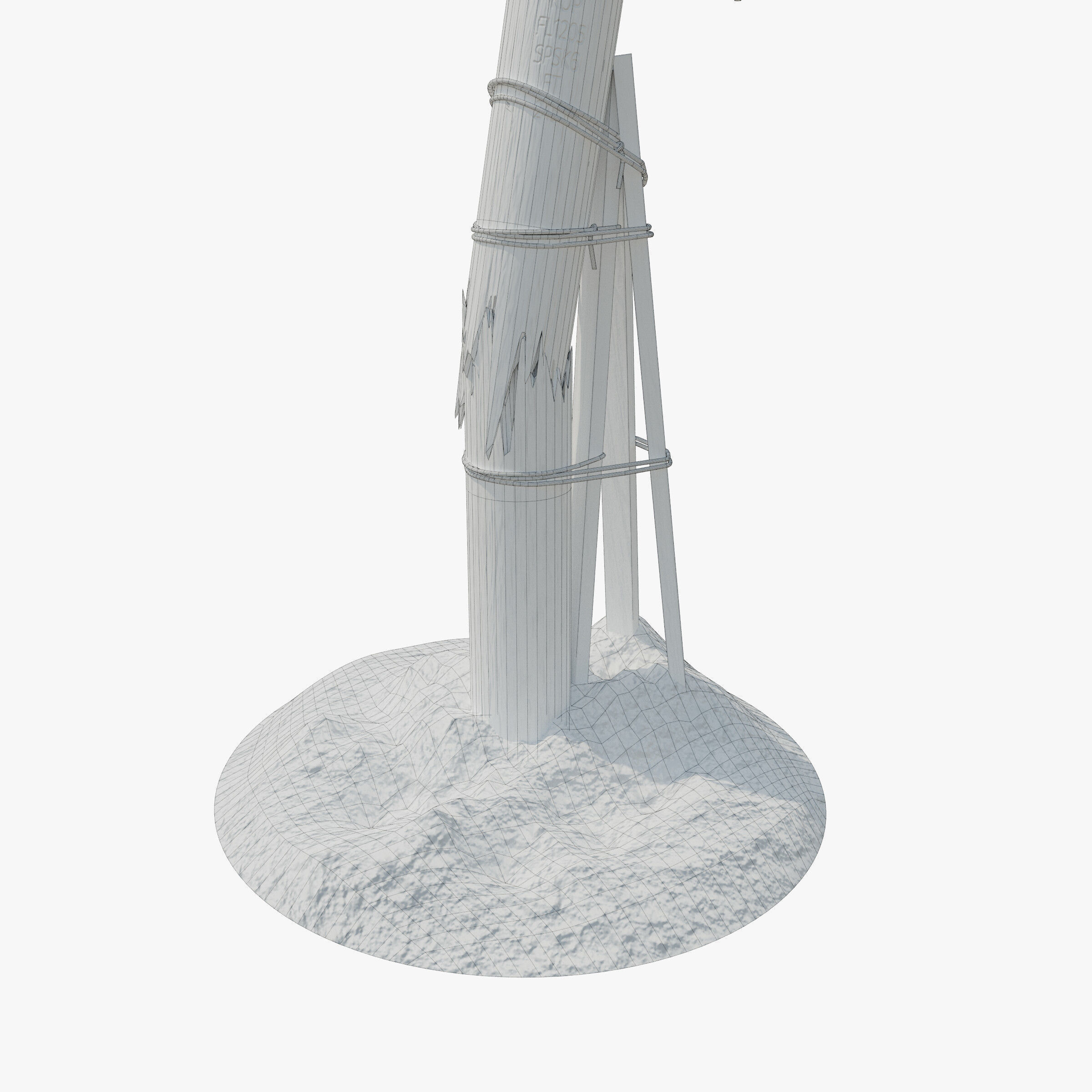 Broken Utility Pole Free low-poly 3D model_10