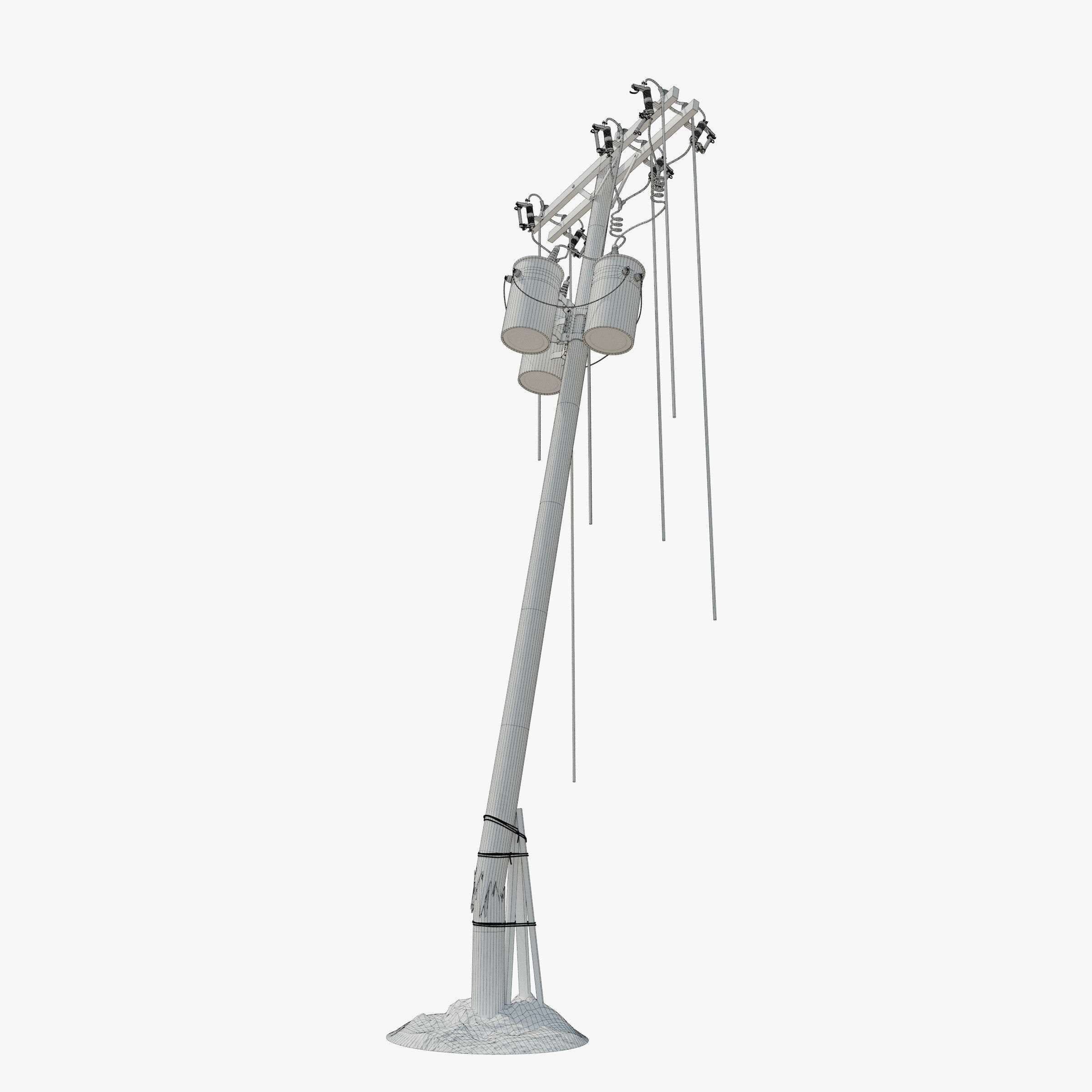 Broken Utility Pole Free low-poly 3D model_20