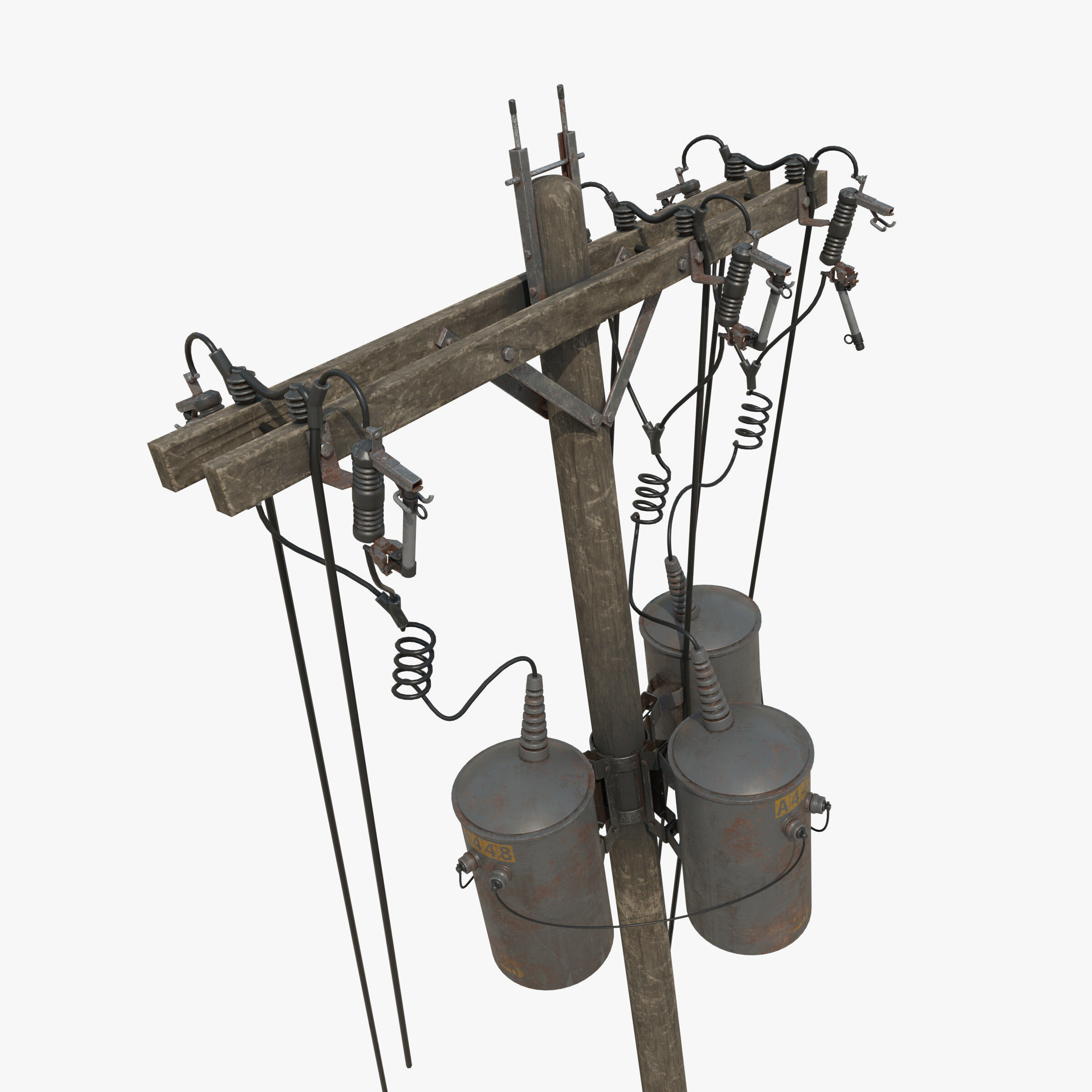 Broken Utility Pole Free low-poly 3D model_3