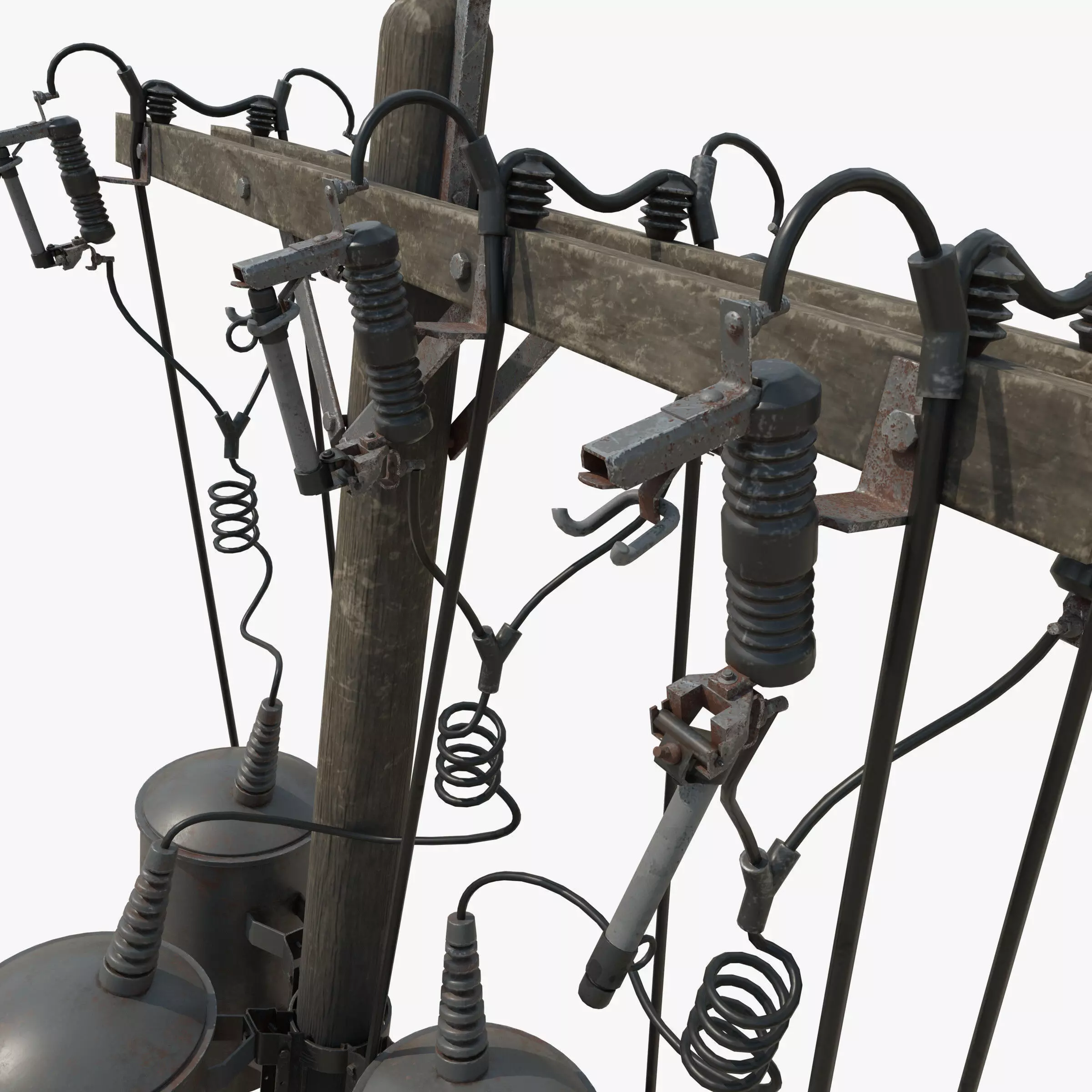 Broken Utility Pole Free low-poly 3D model_0