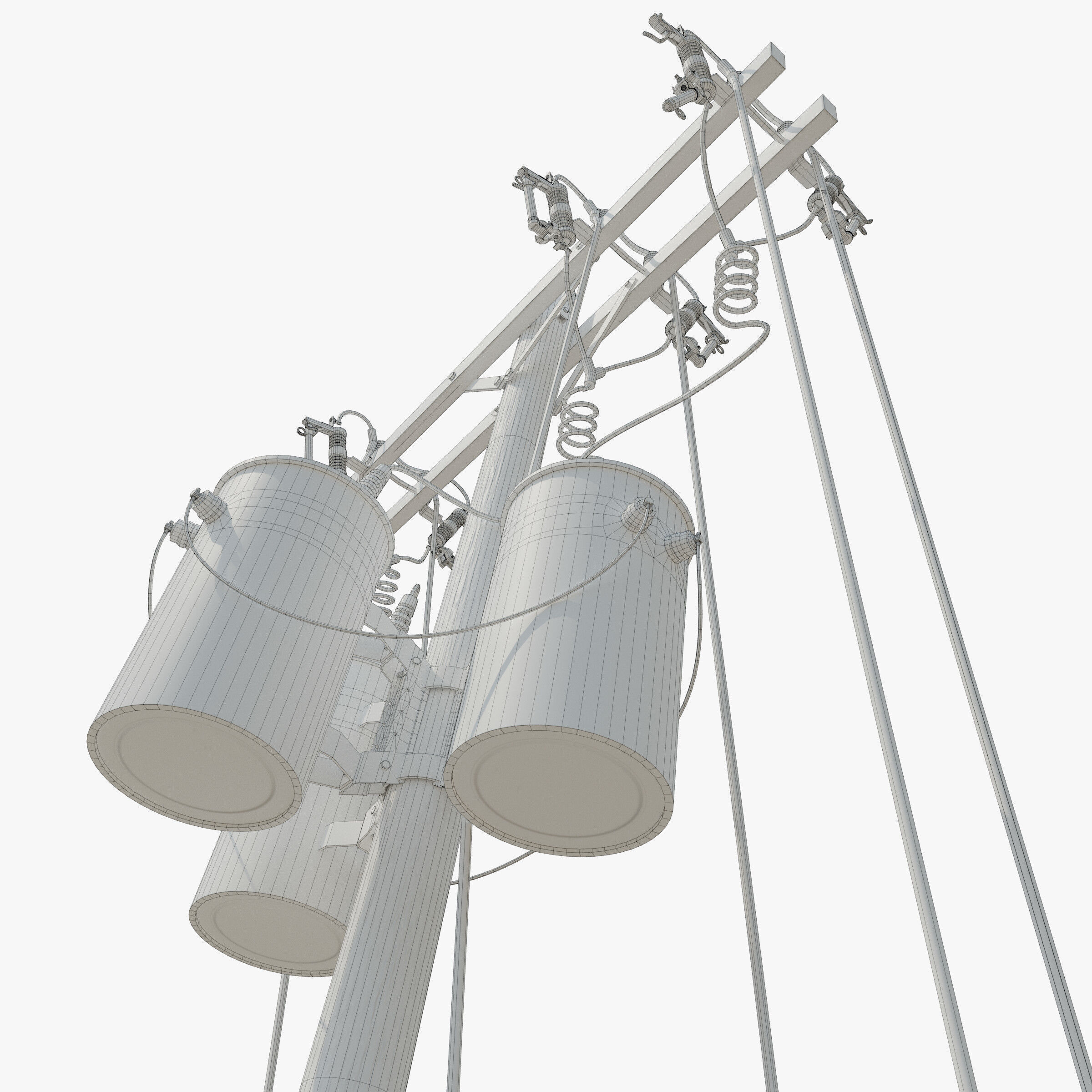 Broken Utility Pole Free low-poly 3D model_14