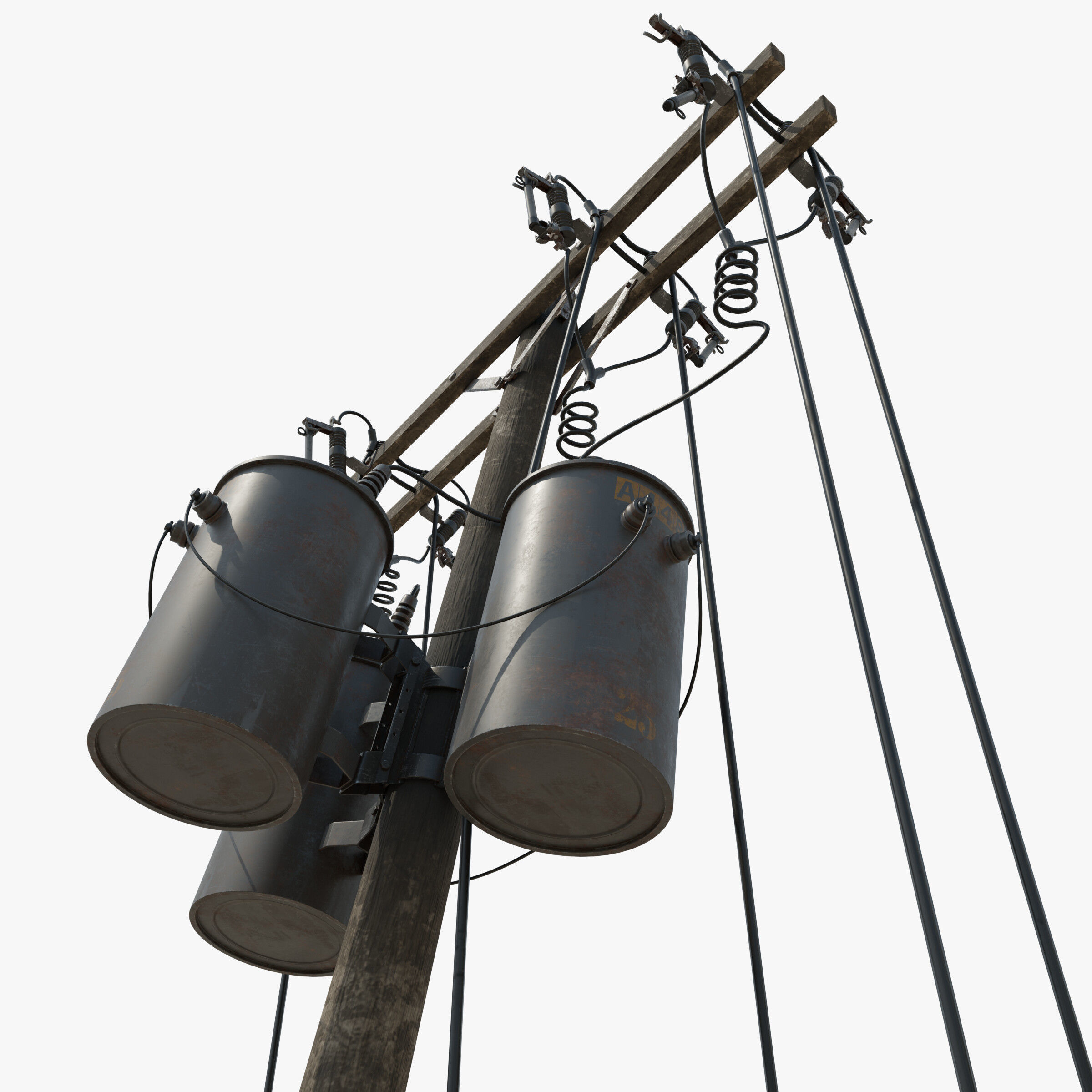 Broken Utility Pole Free low-poly 3D model_13