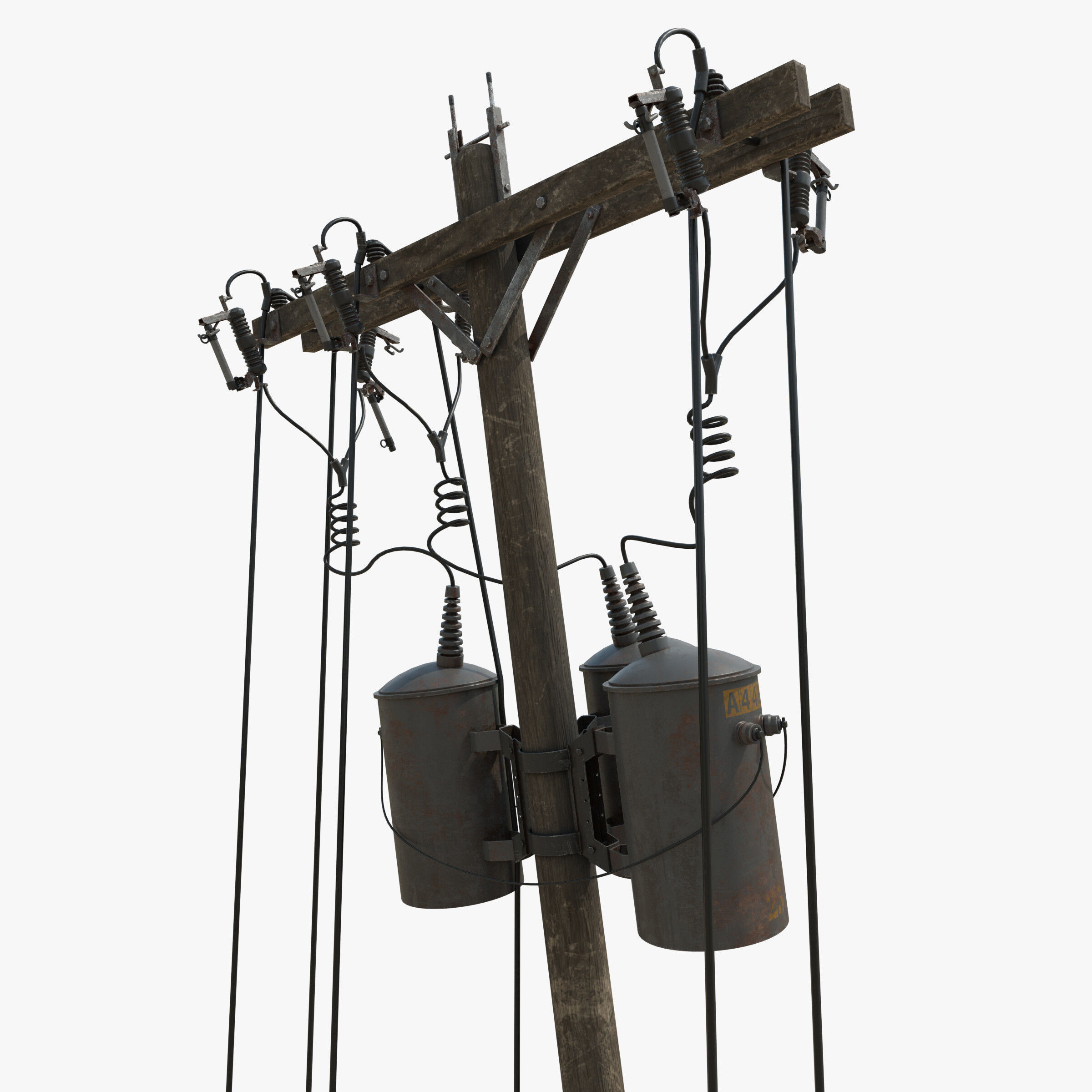 Broken Utility Pole Free low-poly 3D model_5