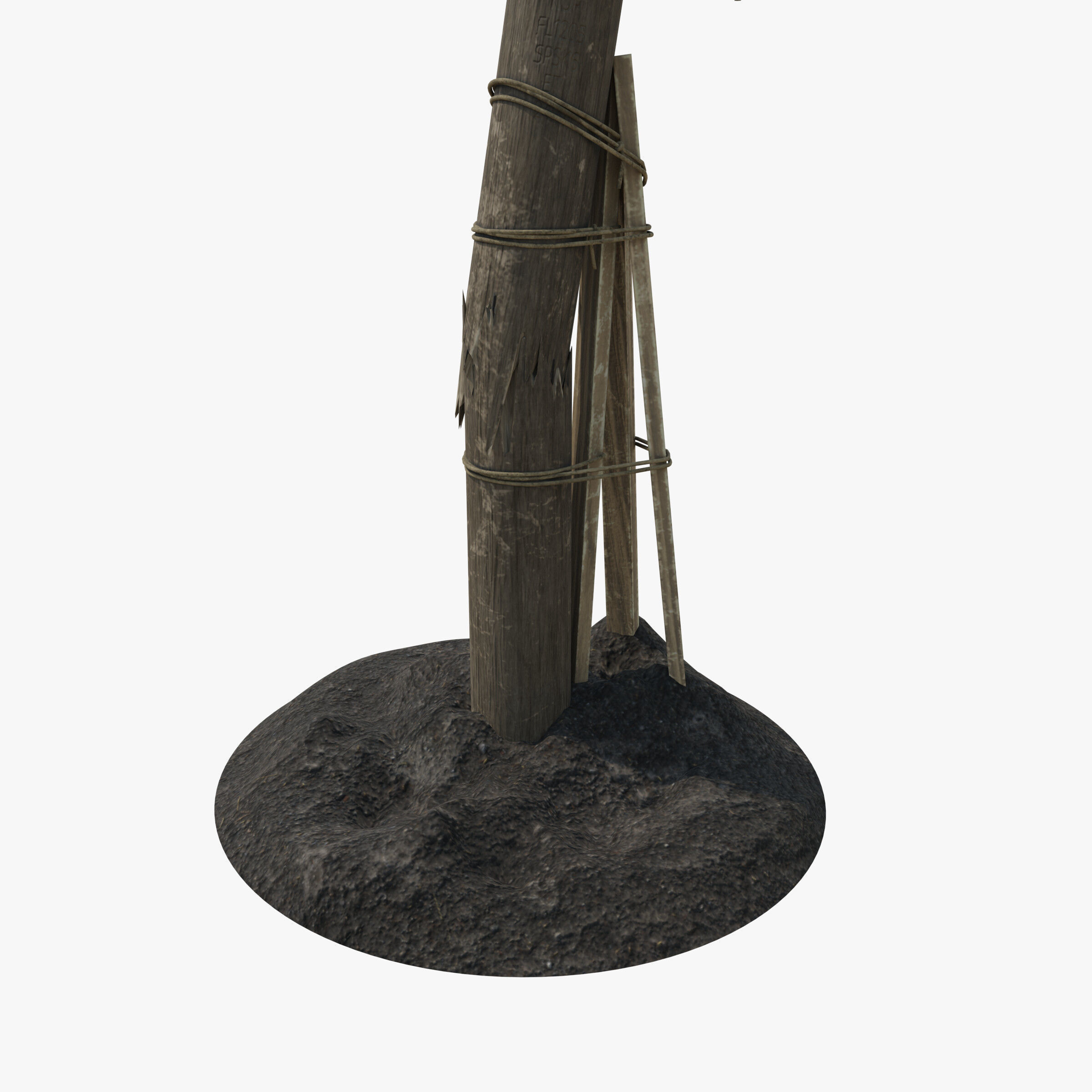 Broken Utility Pole Free low-poly 3D model_9