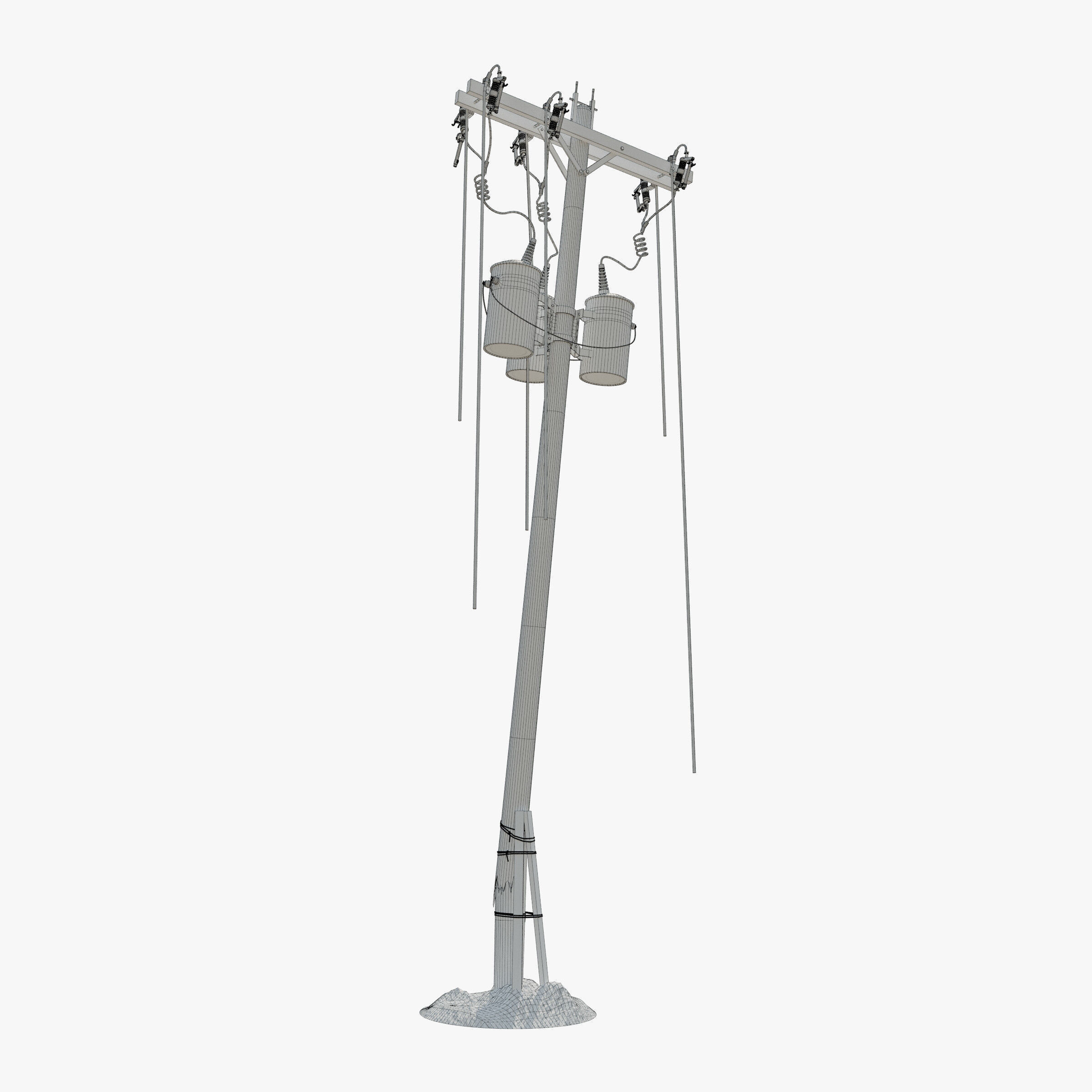 Broken Utility Pole Free low-poly 3D model_18