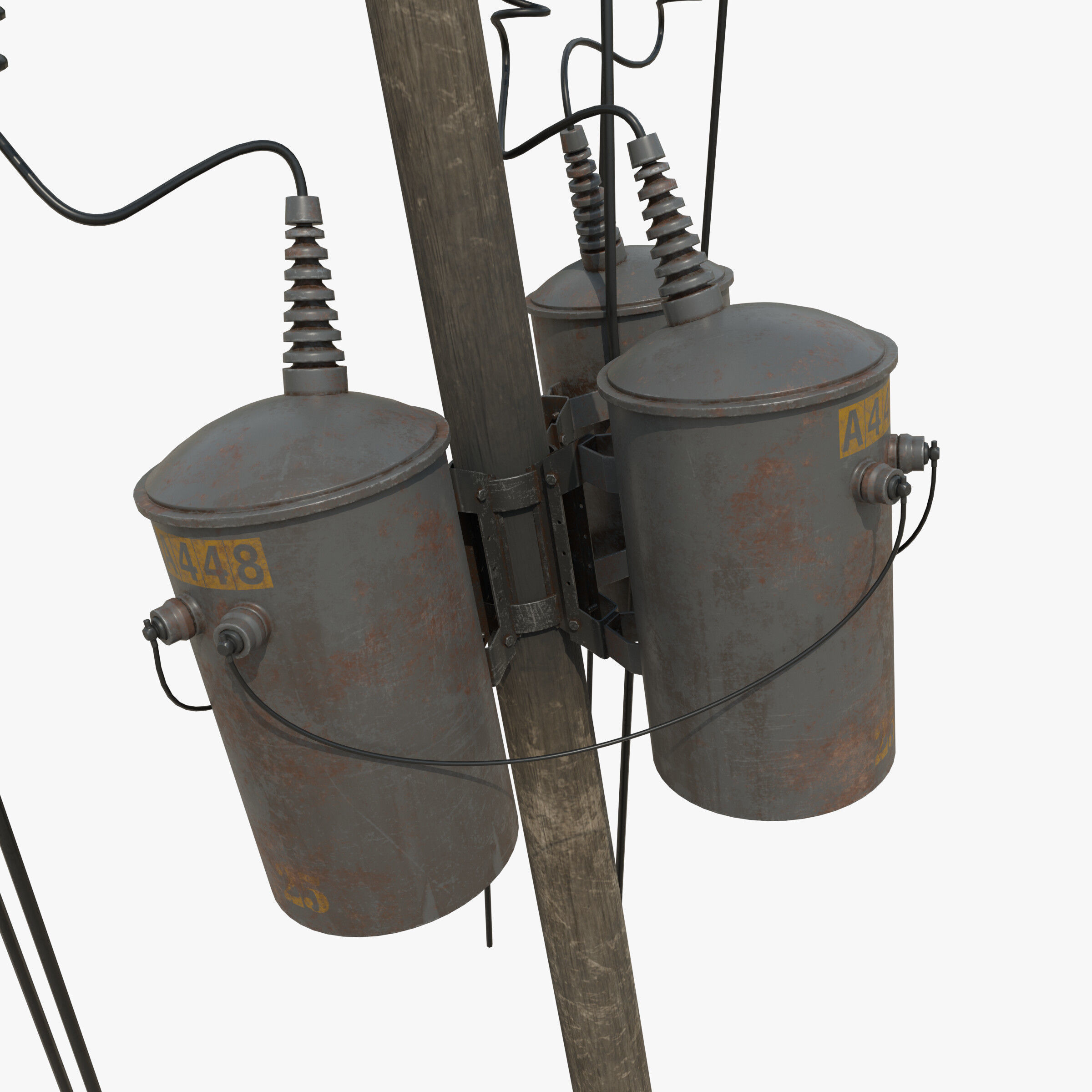 Broken Utility Pole Free low-poly 3D model_7