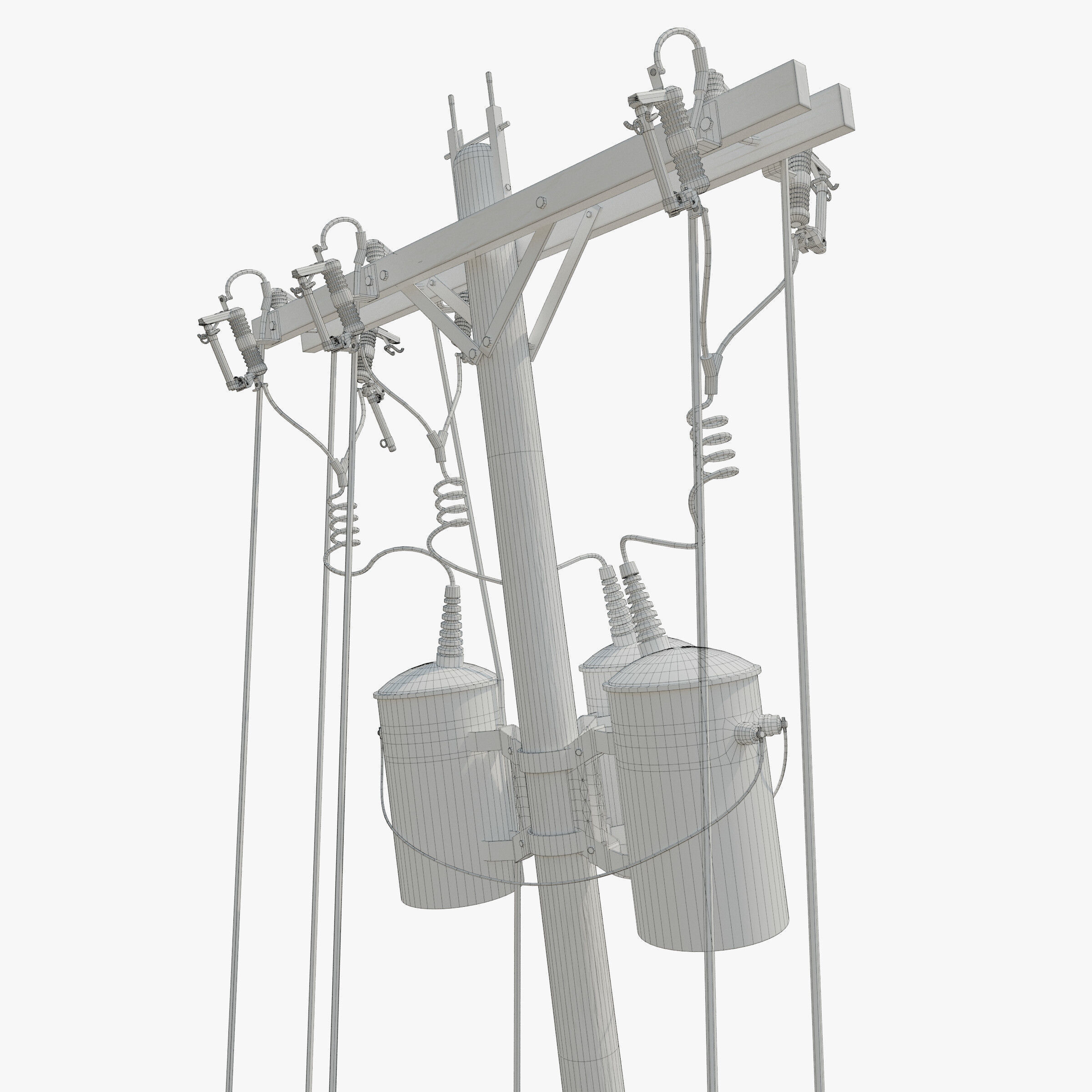 Broken Utility Pole Free low-poly 3D model_6