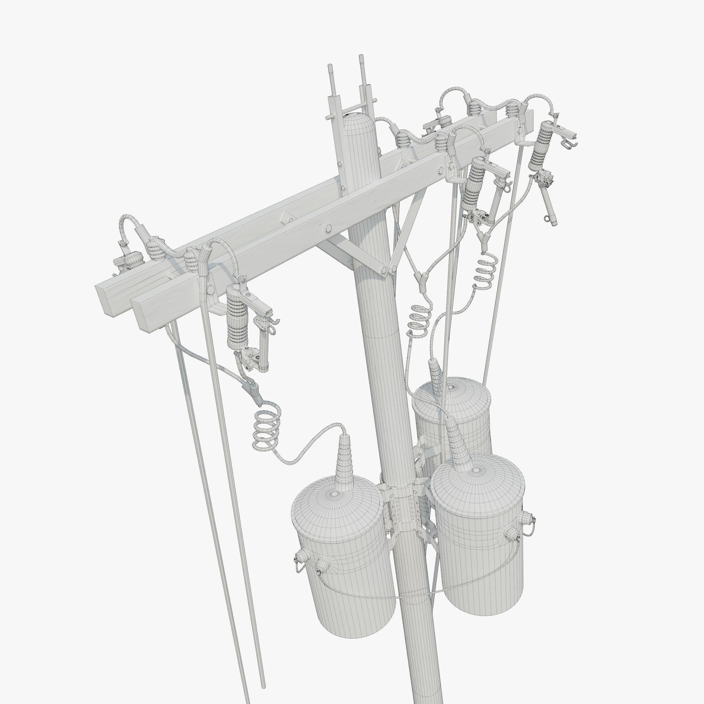 Broken Utility Pole Free low-poly 3D model_4