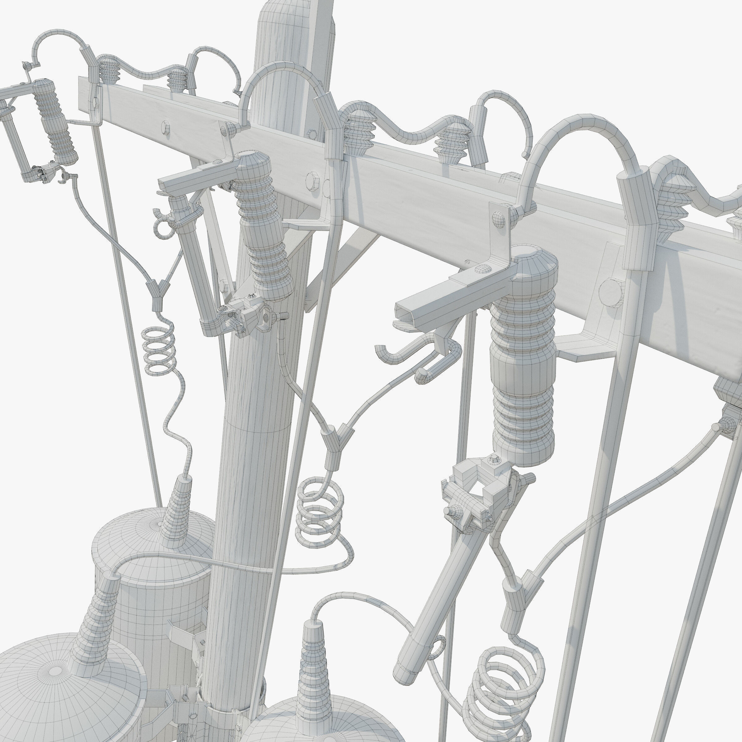 Broken Utility Pole Free low-poly 3D model_2