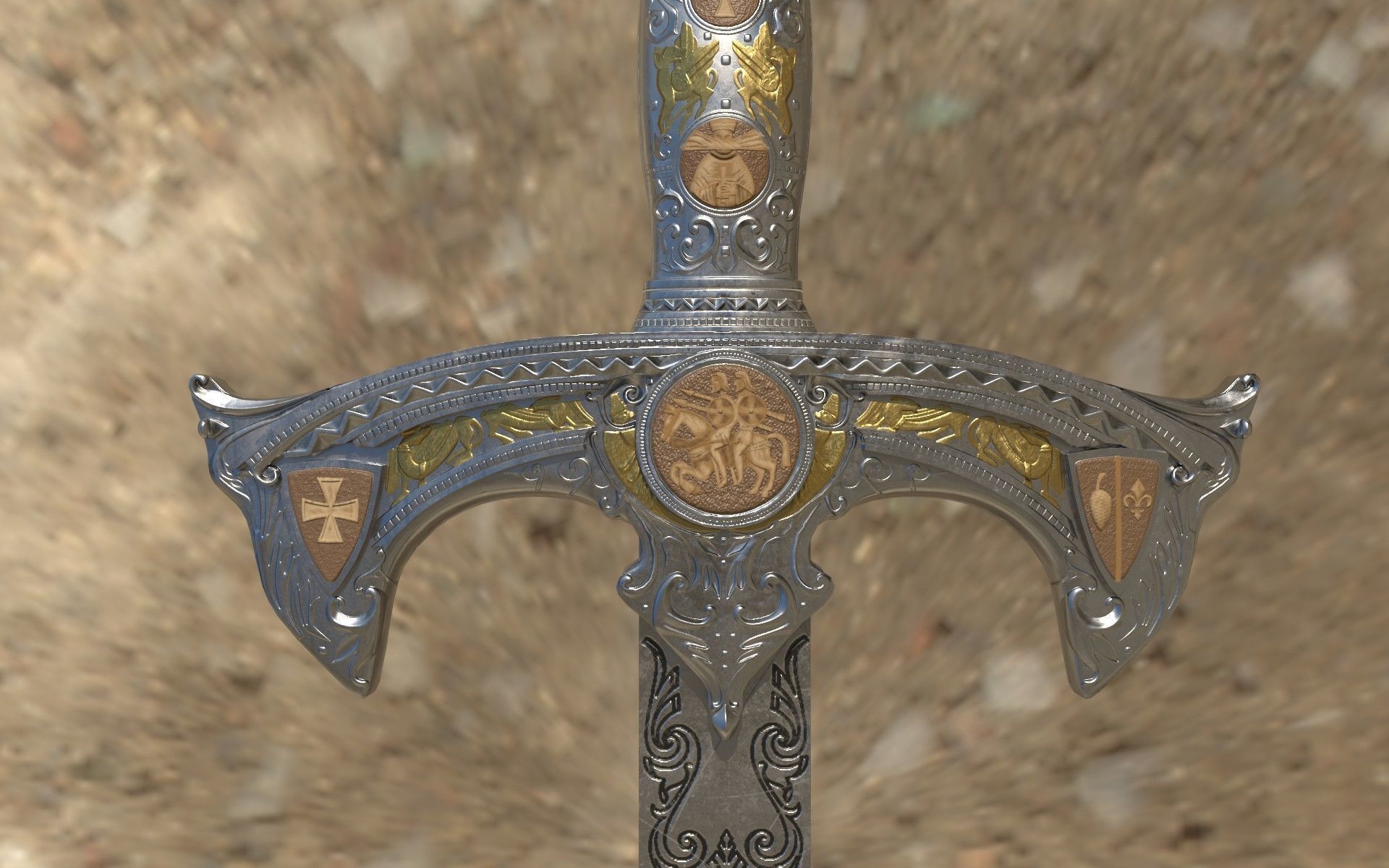 Sword Templar Low-poly 3D model_4