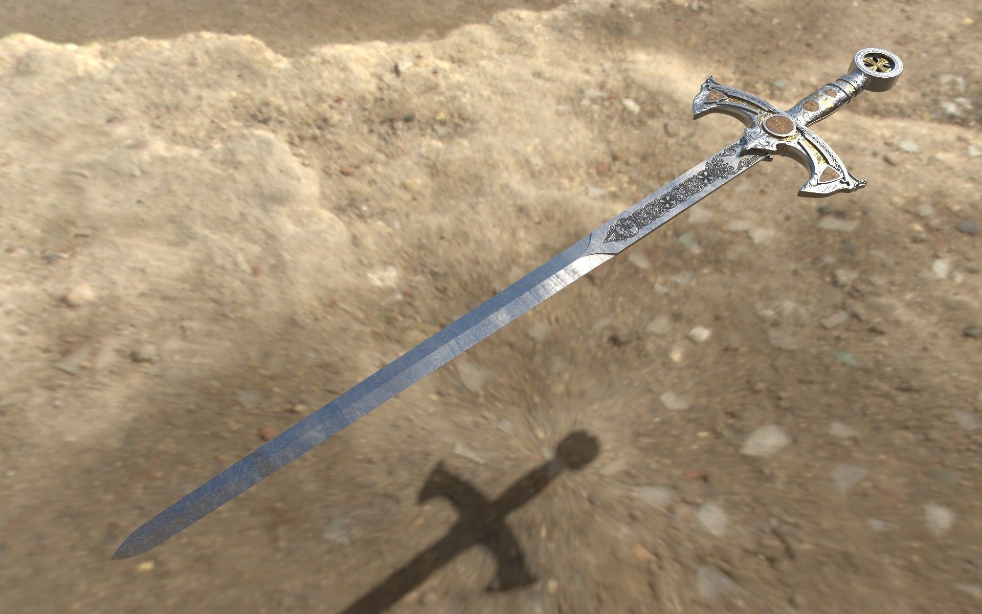 Sword Templar Low-poly 3D model_6