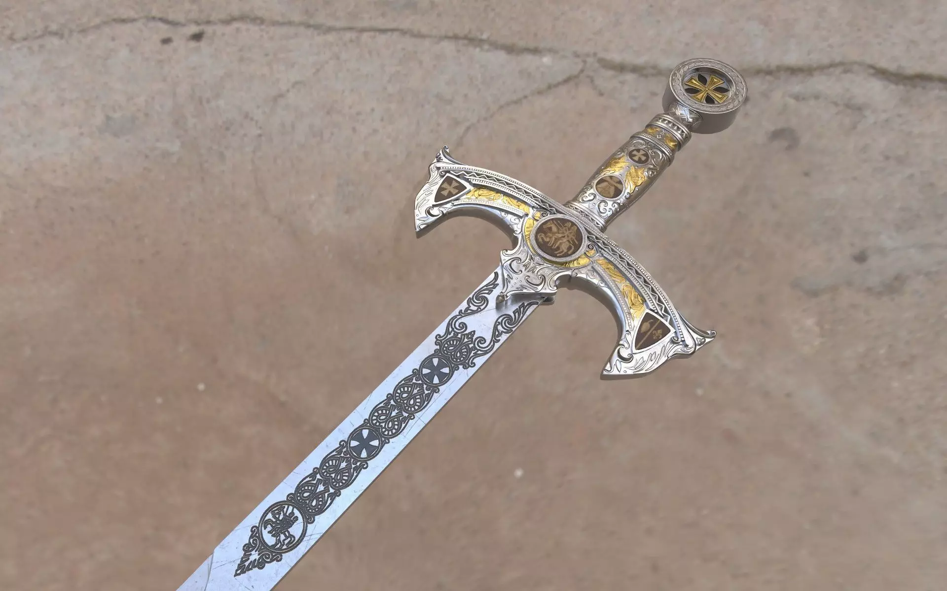 Sword Templar Low-poly 3D model_0